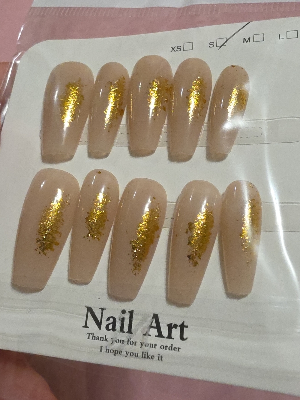 Gold Flake Nude Press-On Nails